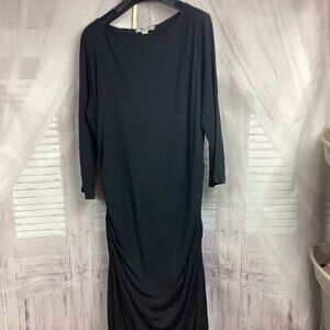 Boden Black Long Sleeve Dress Gathered Maxi 18L
